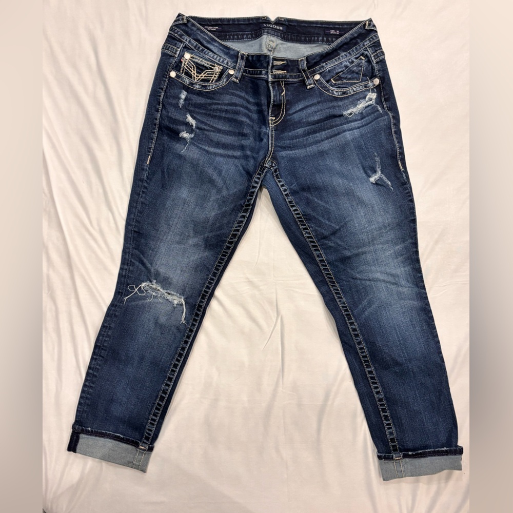 Vigoss Dark Blue Distressed Boyfriend Jeans